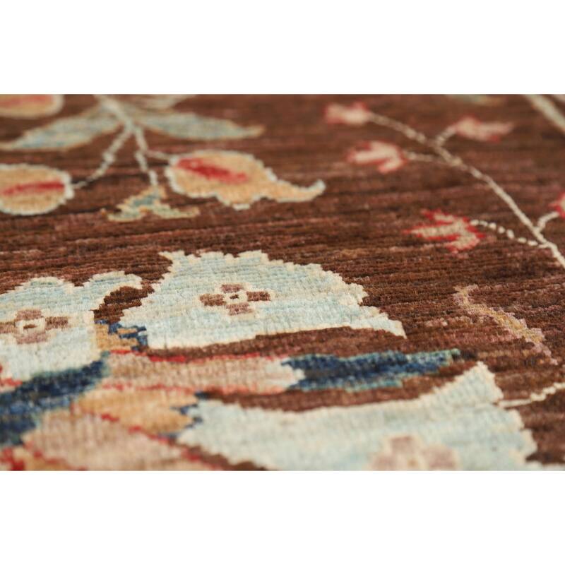 Brown Vegetable Dye Ziegler Oriental Area Rug Handmade Wool Carpet - 7'3" x 9'10"