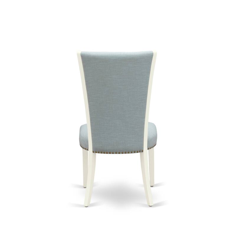 East West Furniture Verona Parson Dining Chairs - Nail head Trim Linen Fabric Chairs, Set of 2(Finish Options)