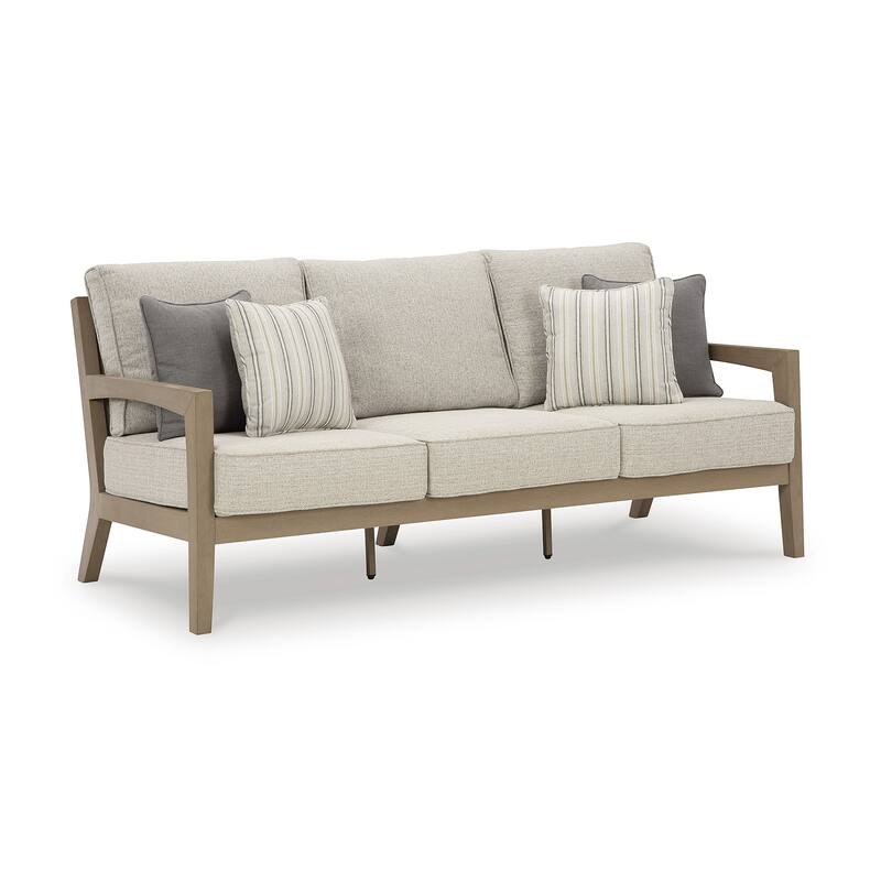 Signature Design by Ashley Hallow Creek Driftwood Outdoor Sofa with Cushion - 75.88" W x 36.5" D x 37" H