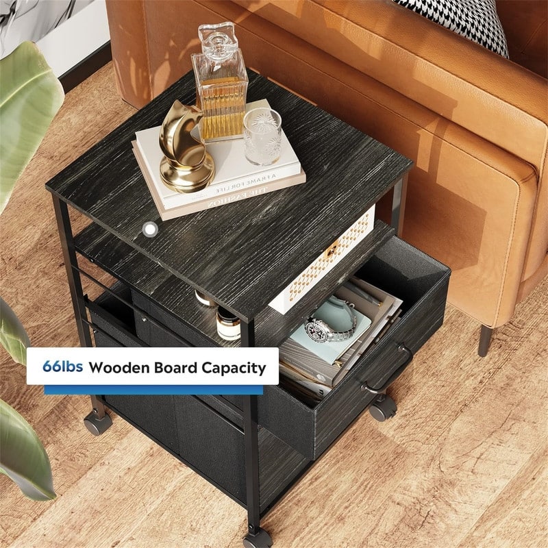2 Drawer Mobile File Cabinet - 15.7"D x 15.4"W x 26.8"H