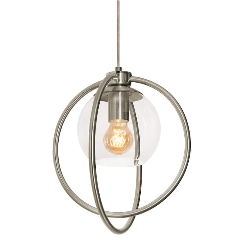 AFX JAMP12MB Jamie 12" Wide Pendant with Clear Glass Shade - Satin Nickel