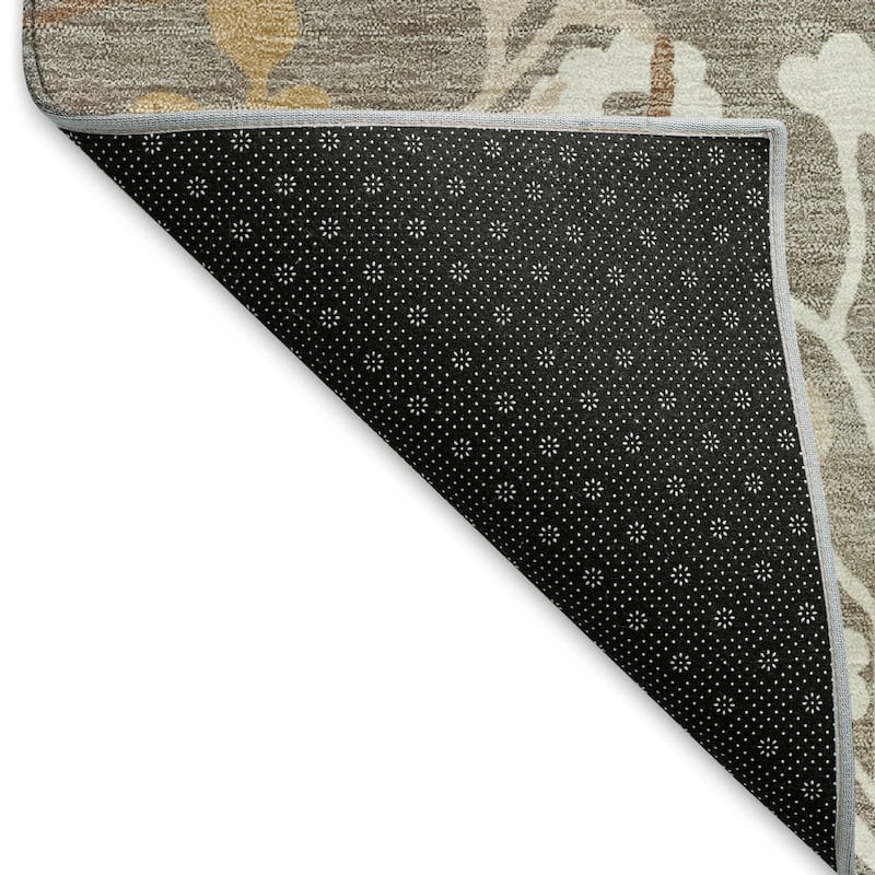 Machine Washable Indoor/ Outdoor Floral Border Chantille Rug