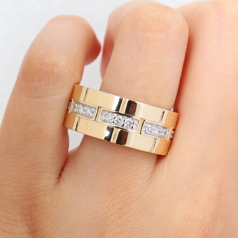 Miadora 4/5ct TDW Diamond Dome Lattice Ring in 14k Yellow Gold