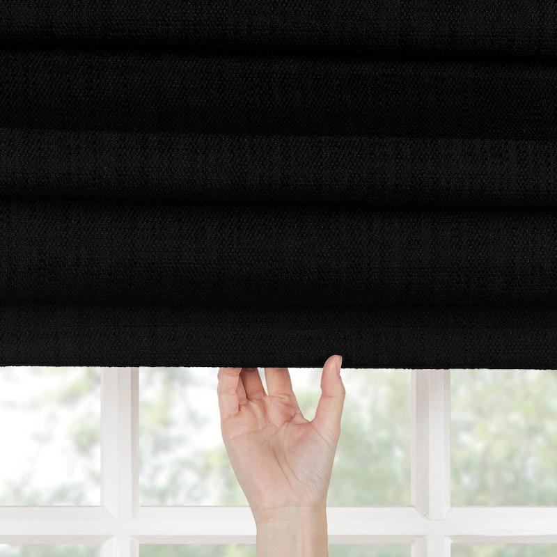 Sun Zero Pryer Textured Total Blackout Cordless 1-Piece Roman Shade