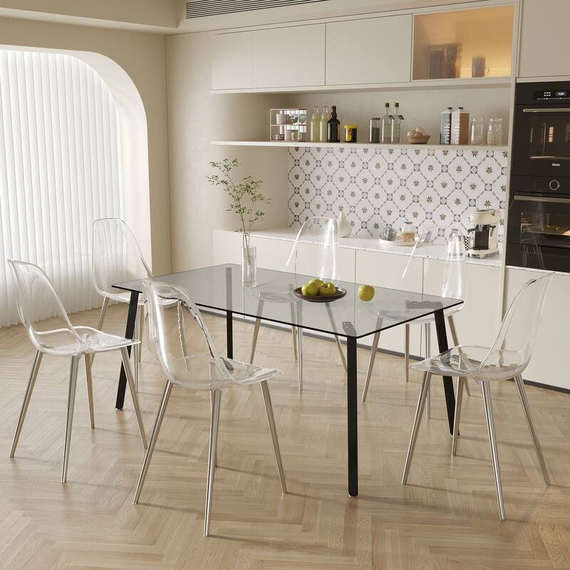 Modern Kitchen Transparency Dining Room Chairs Set of 6