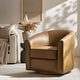 preview thumbnail 2 of 49, HULALA HOME Althea Modern Genuine Leather Swivel Barrel Chair with Solid Wood Base