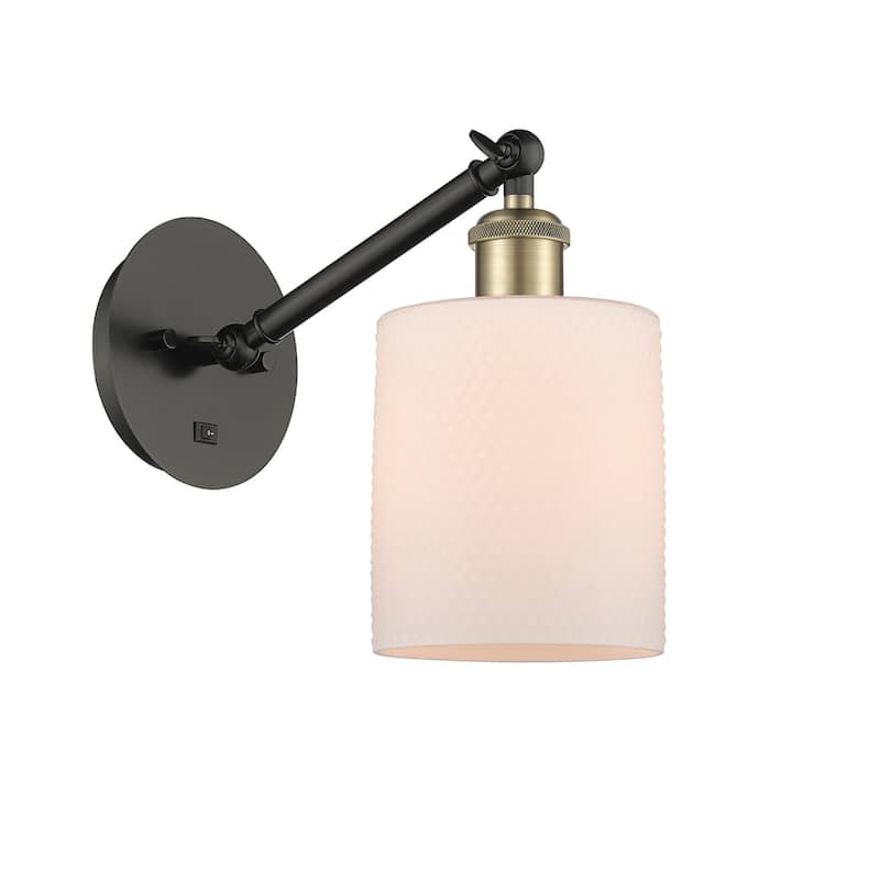 Innovations Lighting 317-1W-13-6 Cobbleskill Sconce Cobbleskill 13" - Black Antique Brass / Matte White