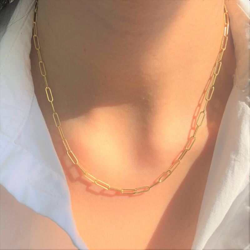Joelle Collection Gold Link Chain Women's Necklace - 14K Paperclip Link Chain For Her