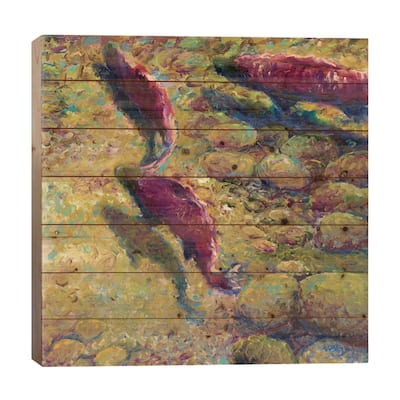 Cork Creek Print On Wood by Iris Scott - Multi-Color