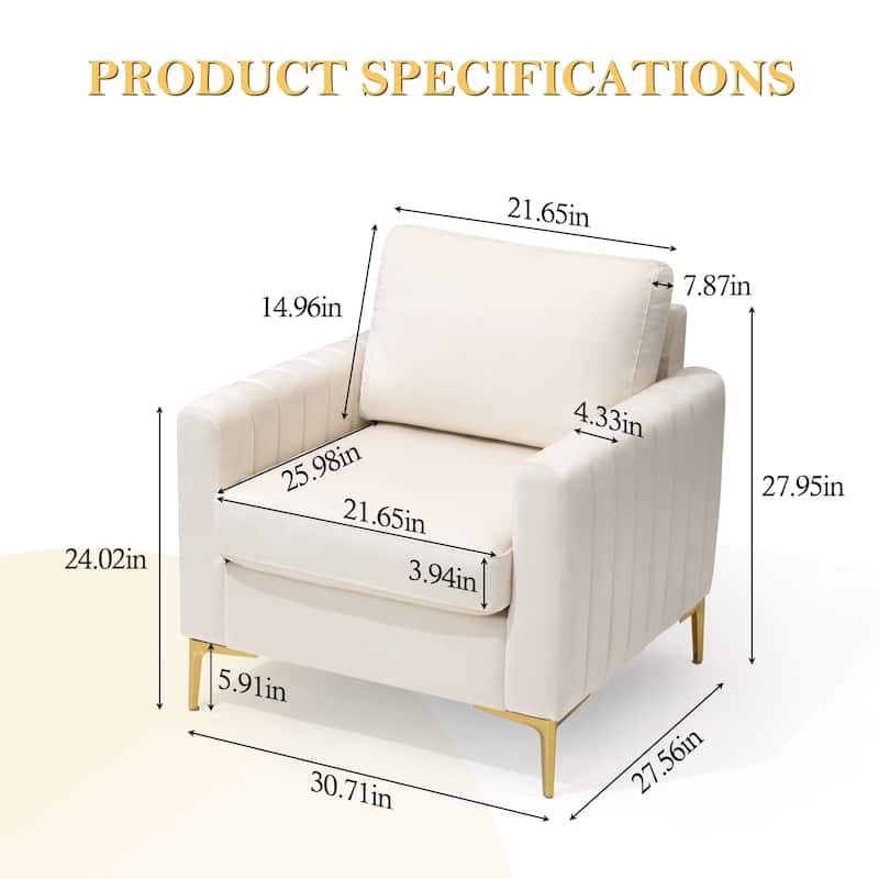 Upholstered Club Chair Accent Chair Velvet Arm Chair Comfortable Sofa Chair - See picture