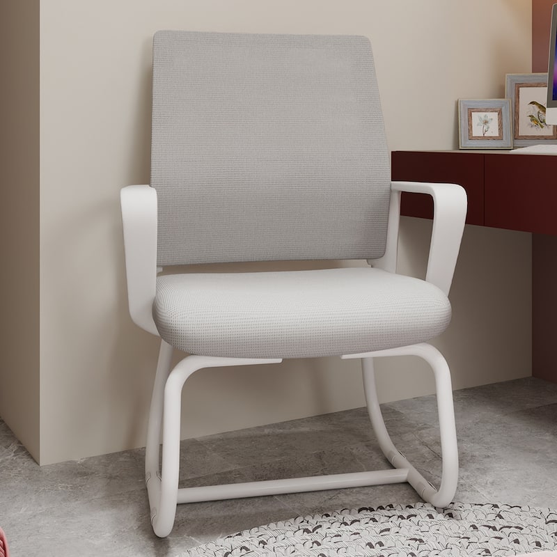 Roomfitters Minimalist Modern Office Chair - Metal Frame, Soft & Comfortable, Home & Office Use - White&Gray