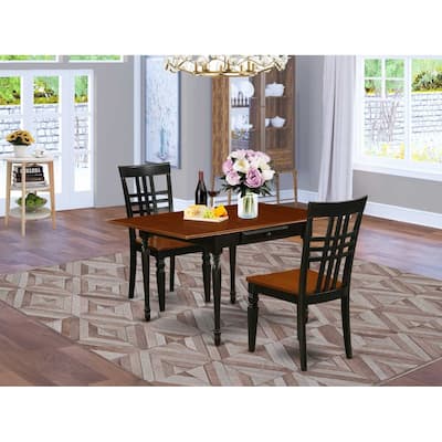 3-Piece Black and Cherry Finish Solid Wood Top Dining Table Set