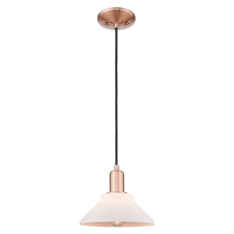Innovations Lighting Endless Possibilities Arcadia - Orwell - 1 Light 8" Cord Hung Mini Pendant - Antique Copper/Matte White