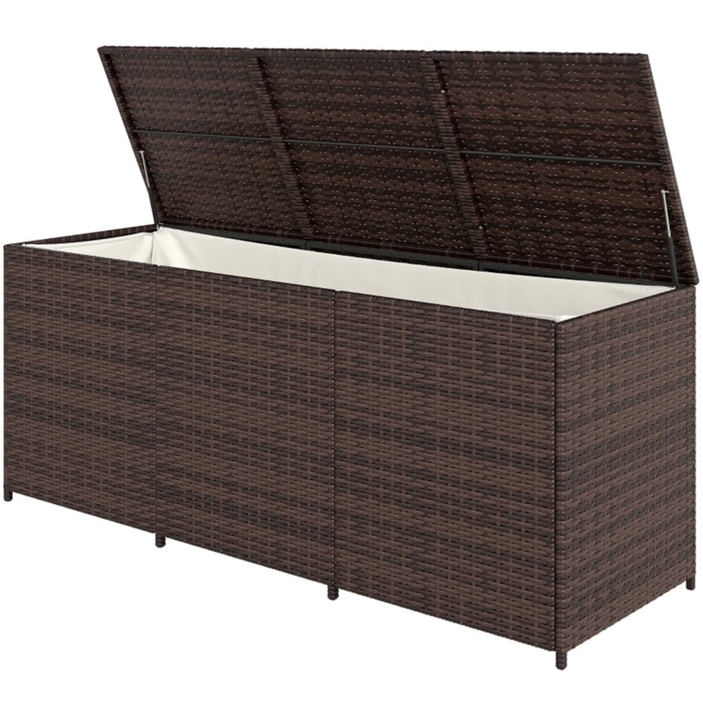 Outdoor Rattan Storage Box 175 Gallon with Galvanized Steel Frame Pneumatic Bars - 70.9" L x 23.6" W x 28.7" H