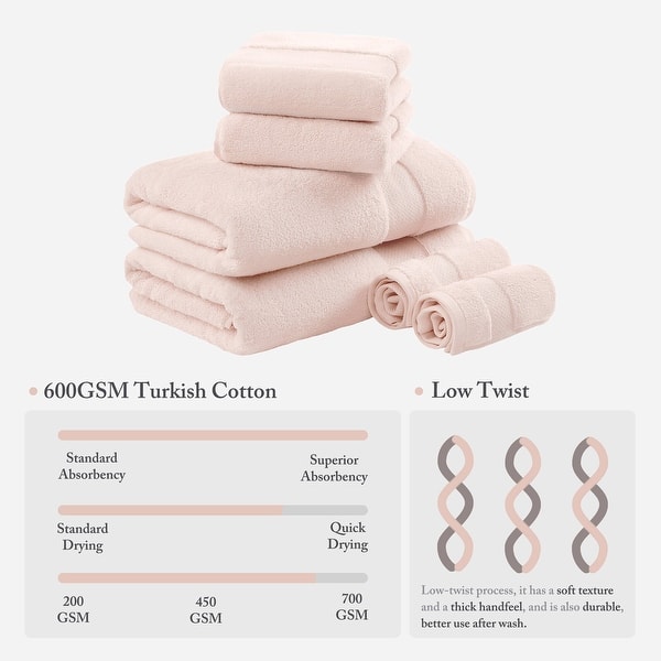Popular Bath Madeline Collection 3-Piece Bath Towel Set - Beige/Pink, Soft Cotton, Machine Washable
