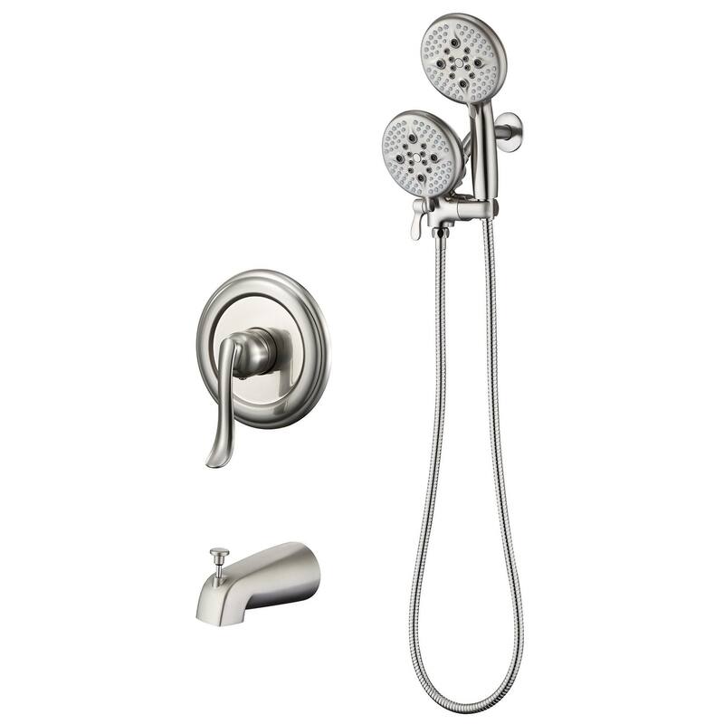 Complete Shower System with Tub Shower Faucet Set 5in Head Matte Black - Silver