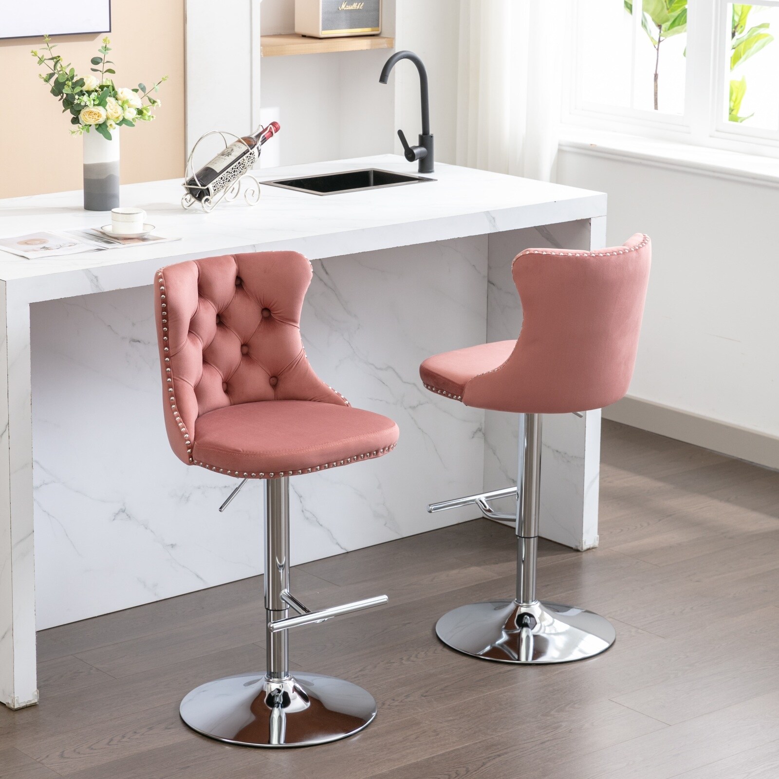 Velvet Swivel Barstools Purple Counter Height Dining Chair Set of 2 Bed Bath Beyond 41957368