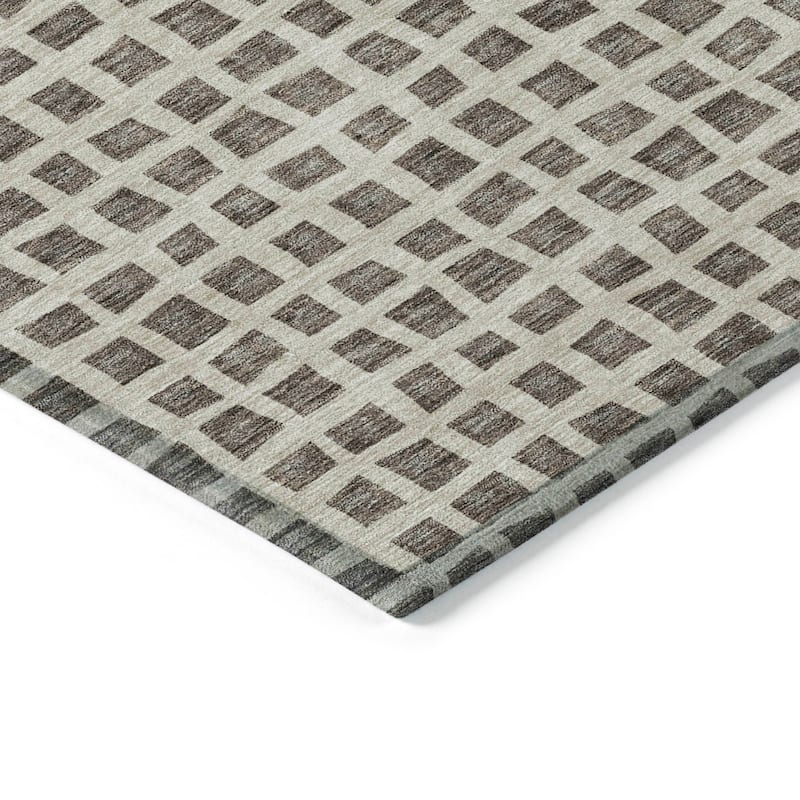 Machine Washable Indoor/ Outdoor Chantille Squares Rug