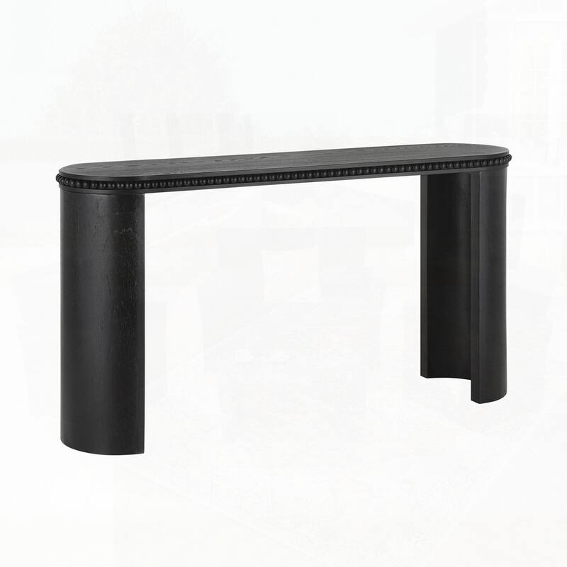Vintage Console Table with Beaded Trim and Reversible Curved Legs
