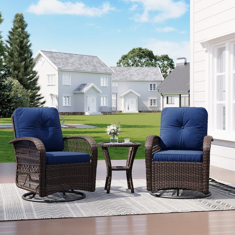Outdoor Swivel Rocker Chairs Set of 2 - Blue