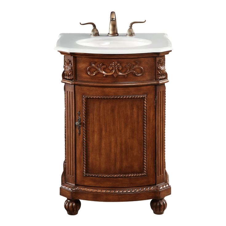 Seraphina 24 inch Single Bathroom with ivory white engineered marble