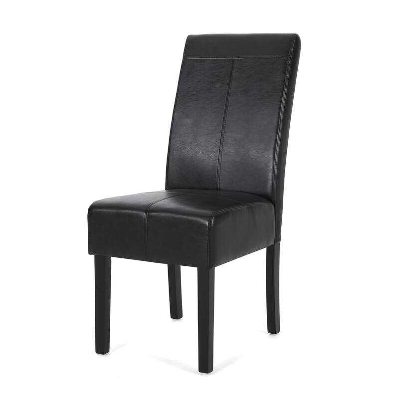 Set of 2 PU Leather Dining Chairs Solid Wood Frame Armless Modern Design