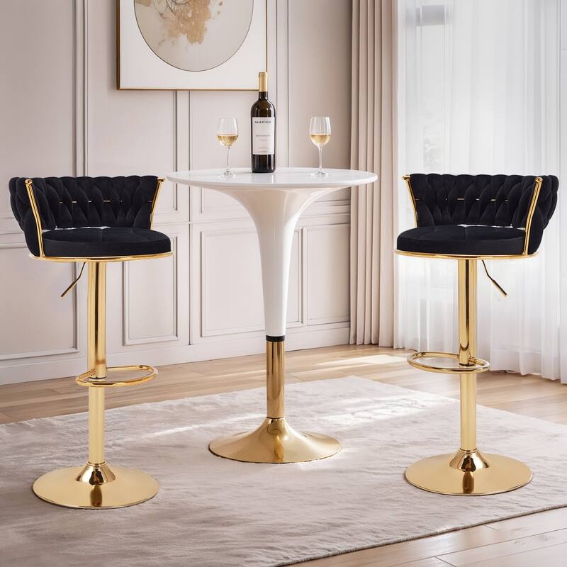 Javlergo Bar Stools Set of 4/6 Velvet Floral Back 360° Swivel Bar Stools 30.5" to 38.8" Adjustable Height Bar stools