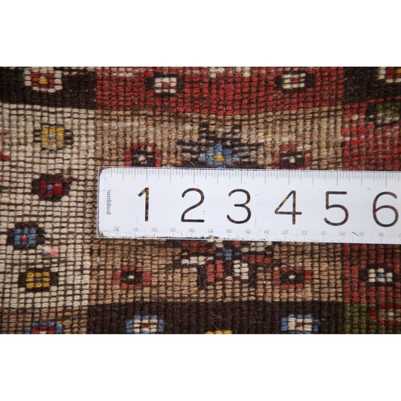 Geometric Yalameh Persian Vintage Area Rug Hand-knotted Wool Carpet - 1'11"x 3'0"