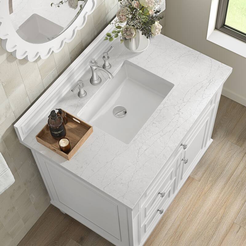 James Martin Vanities Lorelai 36" Single Vanity, Bright White - White Zeus