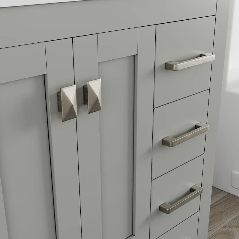 Eviva Hampton 36"W x 22"D Gray Vanity with White Carrara Quartz Vanity Top and Rectangular Undermount Bowl