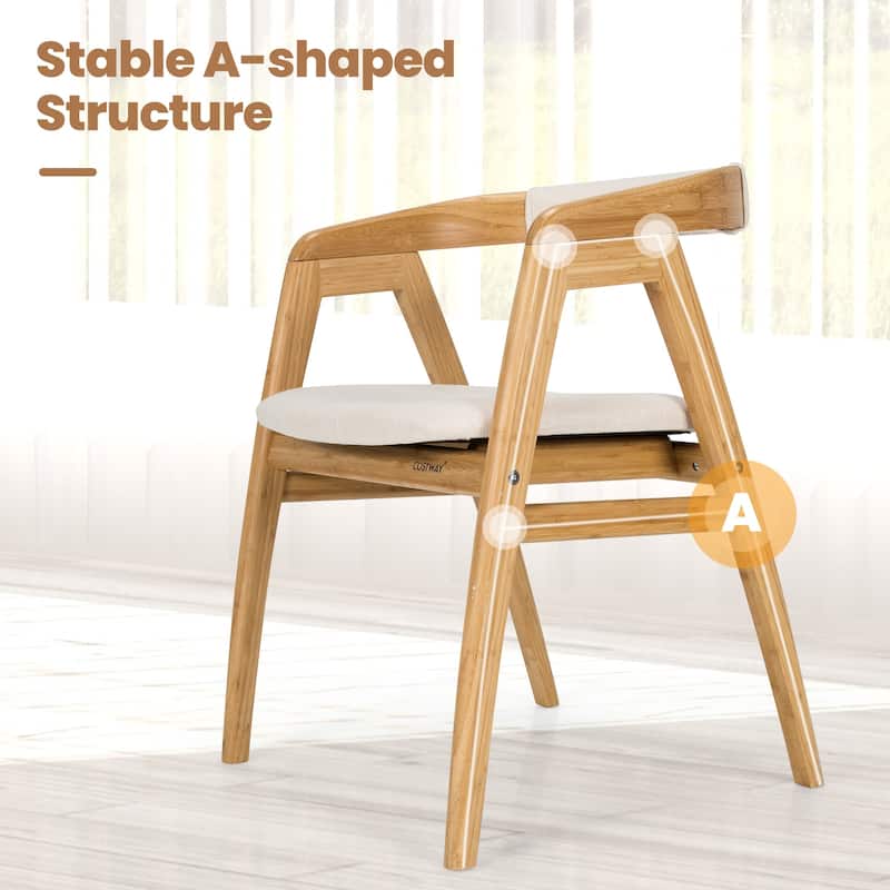 Modern Bamboo Dining Chair with Curved Backrest - 22.5" x 21.5" x29" (L x W x H)