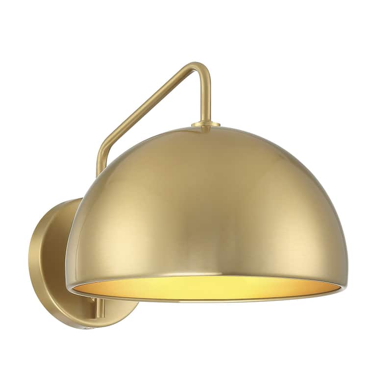 Bellevue SH54383 9" Tall Wall Sconce with a black dome shade - Natural Brass