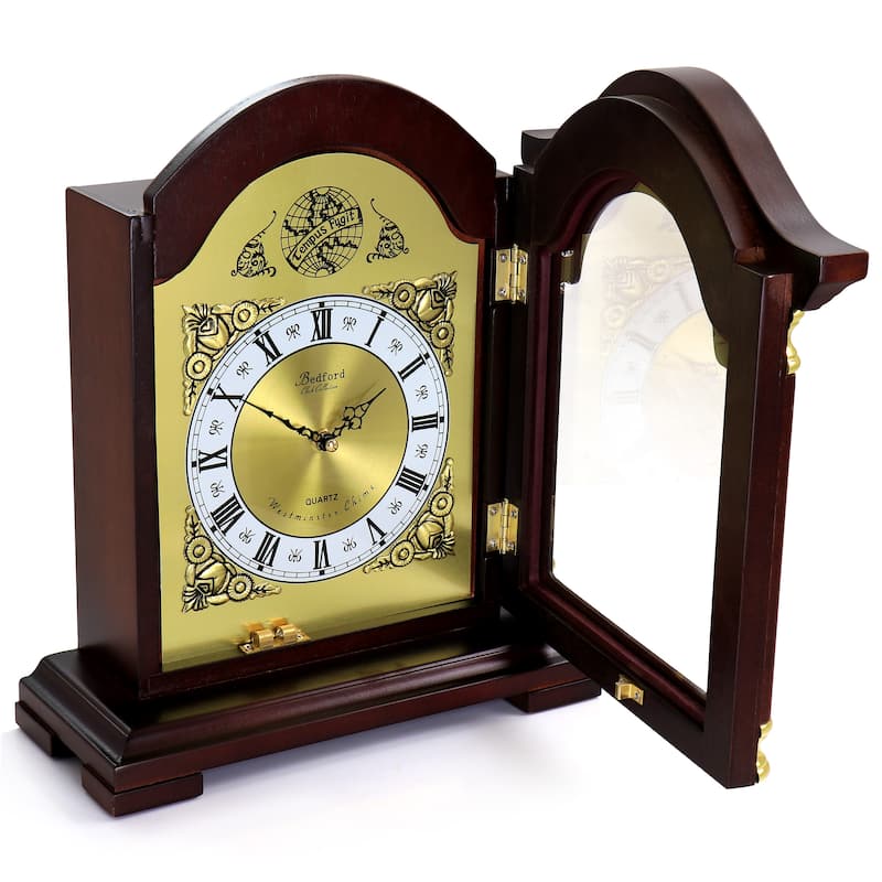Worsthorne Gilded Redwood Mantel Clock with Chimes