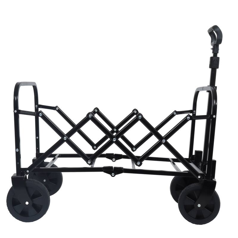Expandable Dual-Layer Utility Wagon with 100% Extra Space - Grocery Cart for Camping, Shopping, Sports, Gardening, Fishing
