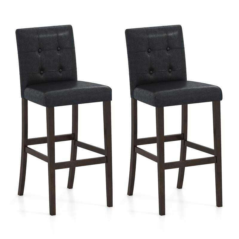 Gymax Set of 2 Bar Stools 29 '' Counter Height Barstool Pub Chair - Counter Height - Black - Set of 2