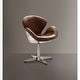preview thumbnail 2 of 2, Accent Chair (1Pc) in Retro Brown Top Grain Leather & Aluminum