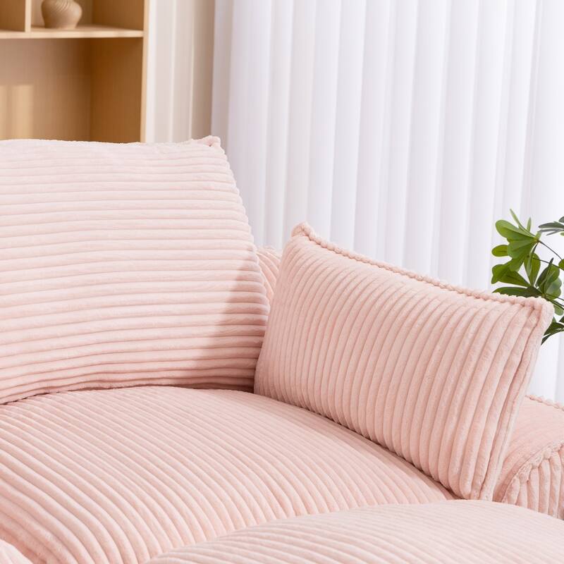 103" L-Shaped Corduroy Boneless Sectional Sofa with Movable Ottoman