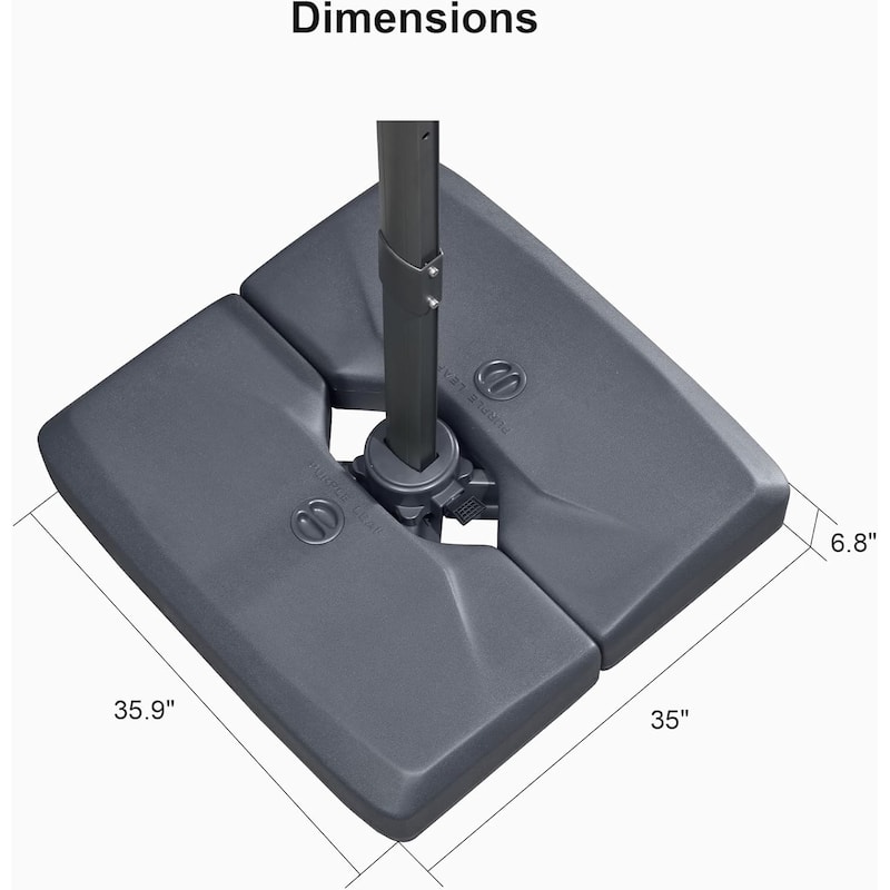PURPLE LEAF Sturdy 165 lbs Patio Cantilever Umbrella Base Stand - 33.5" X 32.7"