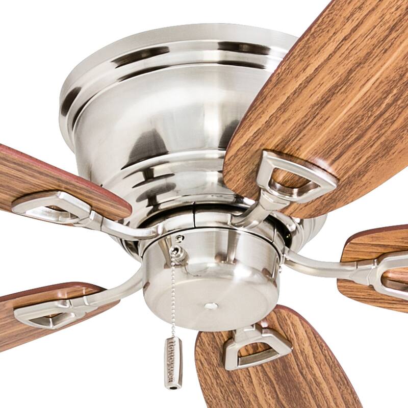 52" Honeywell Glen Alden Brushed Nickel Indoor Ceiling Fan, No Light, Pull Chain