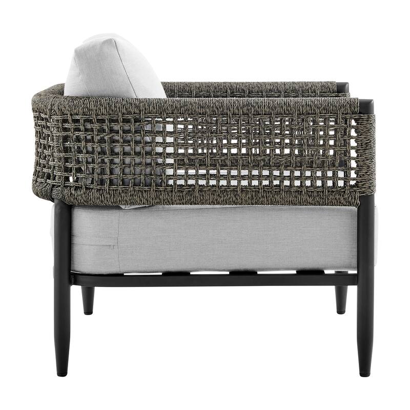 Alegria 4 Piece Outdoor Black Aluminum & Grey Cushion Seating Set