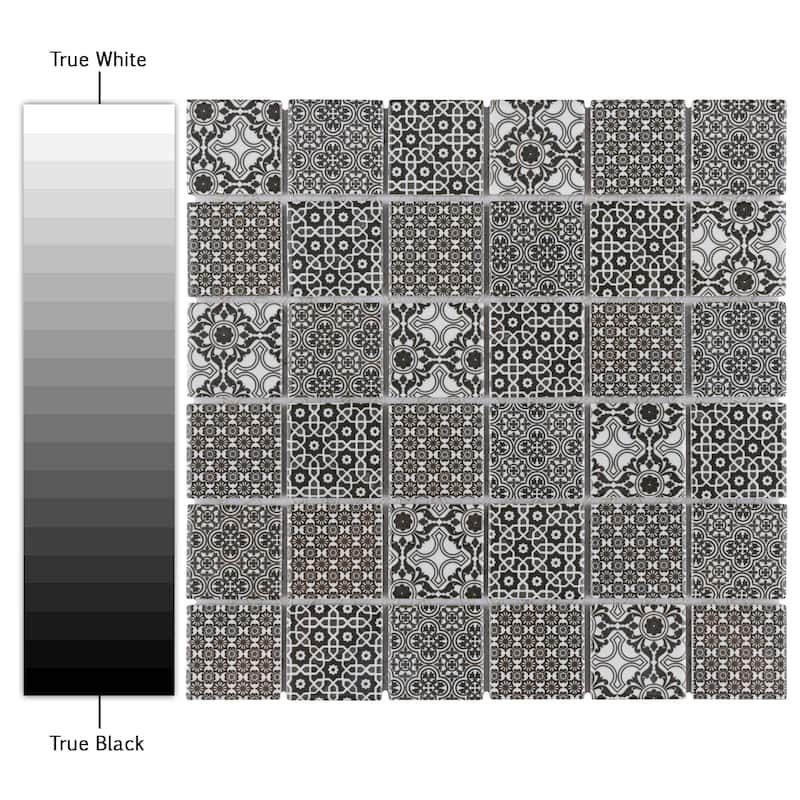 Merola Tile Classico 2" Square Black 11-3/4" x 11-3/4" Porcelain Mosaic Floor and Wall Tile