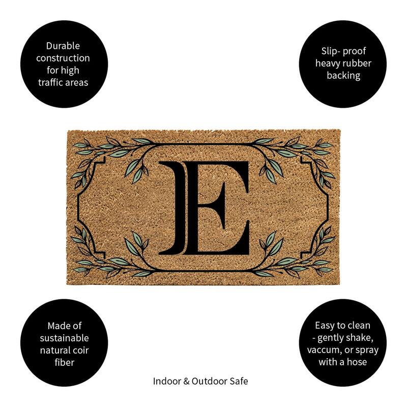 28 in. x 16 in. Monogram Coir Mat, Letter "E"