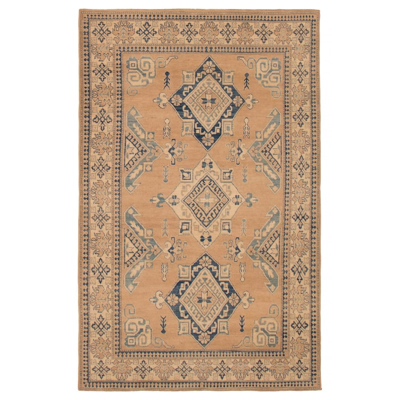 ECARPETGALLERY Hand-knotted Finest Ghazni Tan Wool Rug - 6'7 x 10'5 - Tan - 6'7 x 10'5
