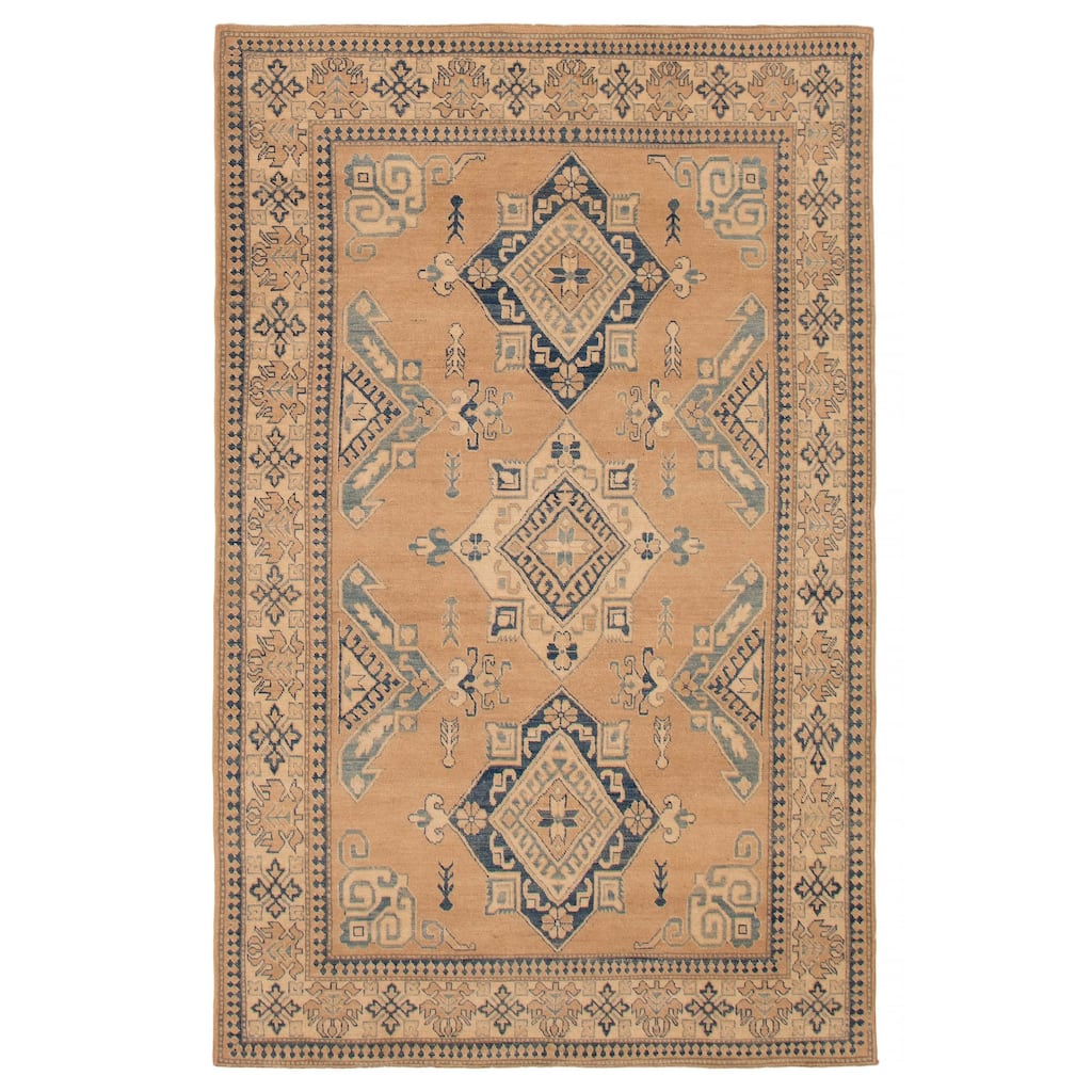 ECARPETGALLERY Hand-knotted Finest Ghazni Tan Wool Rug - 6'7 x 10'5