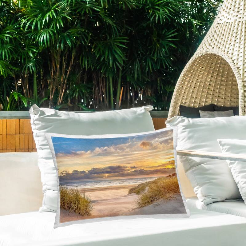 Stupell Serene Beach Between Dunes Printed Outdoor Throw Pillow Design by Mike Calascibetta