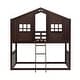 preview thumbnail 19 of 27, Twin Over Twin House Bunk Bed With Ladder and Fence Wood White Modern Contemporary Urban