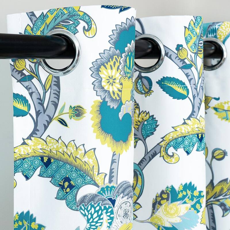 DriftAway Layla Classic America Style Floral Leaves Window Curtain Grommet