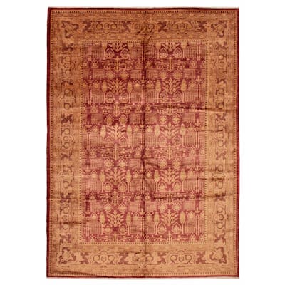 ECARPETGALLERY Hand-knotted Peshawar Oushak Red Wool Rug - 9'10 x 13'9
