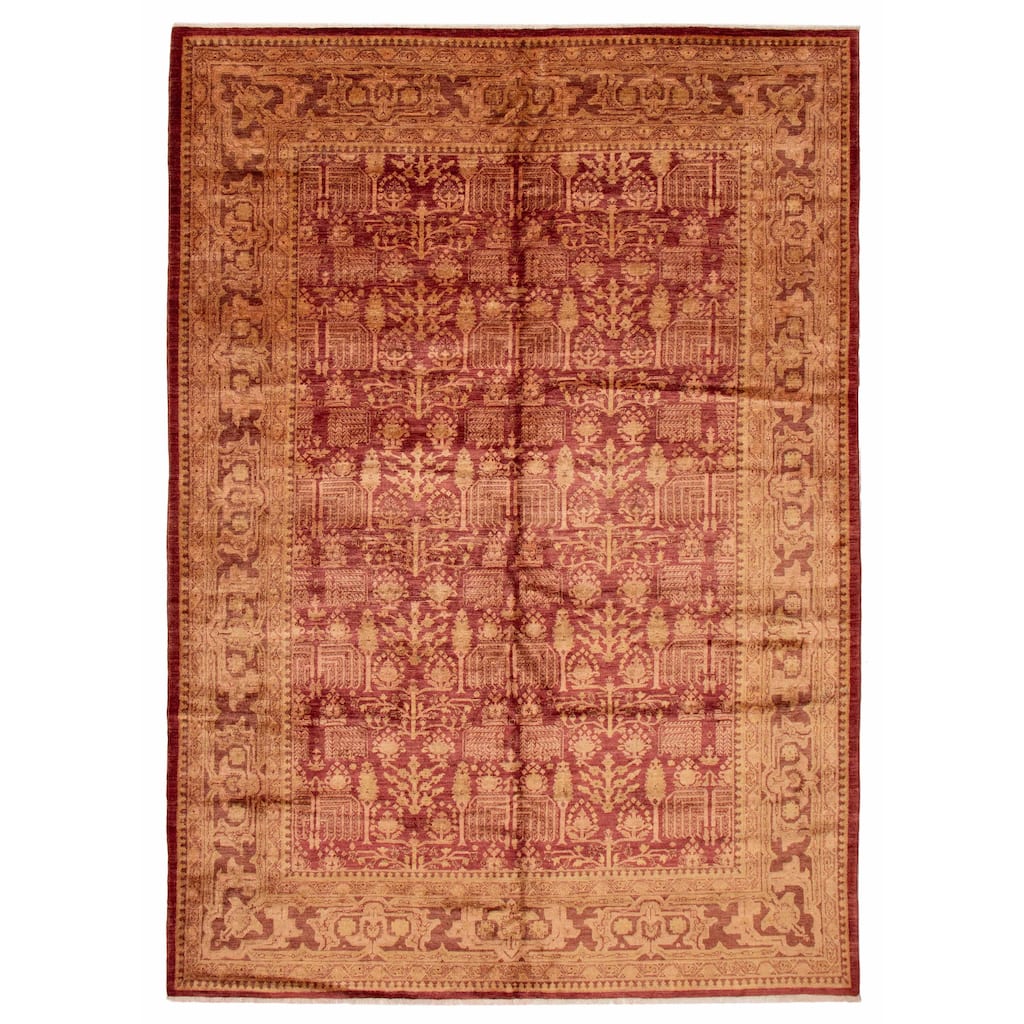 ECARPETGALLERY Hand-knotted Peshawar Oushak Red Wool Rug - 9'10 x 13'9