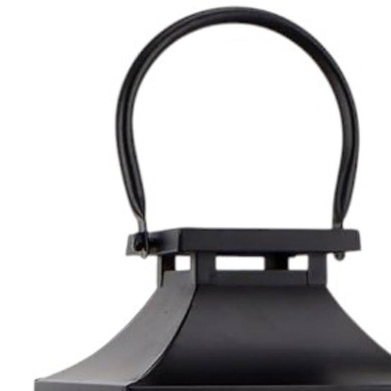 15" Black And Clear Glass And Metal Memorial Remembrance Lantern Candle Holder